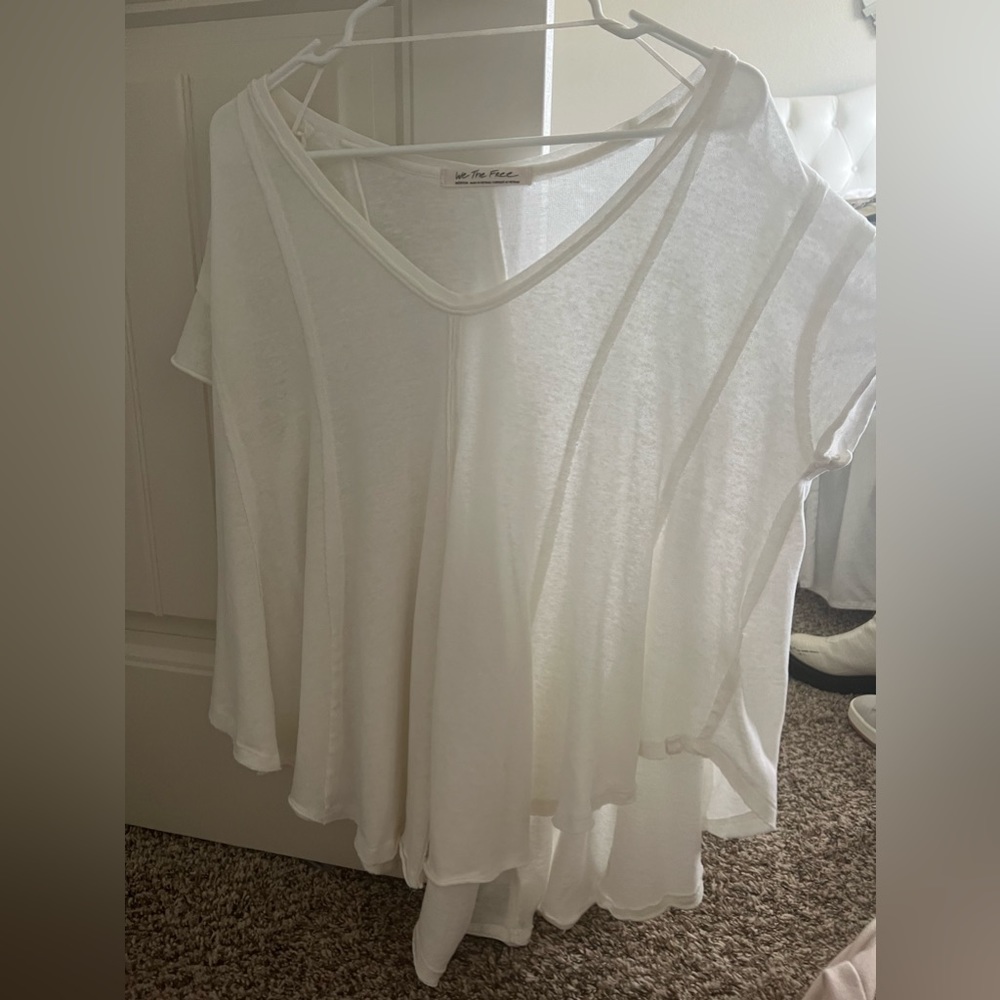 Free People White Flowy Top